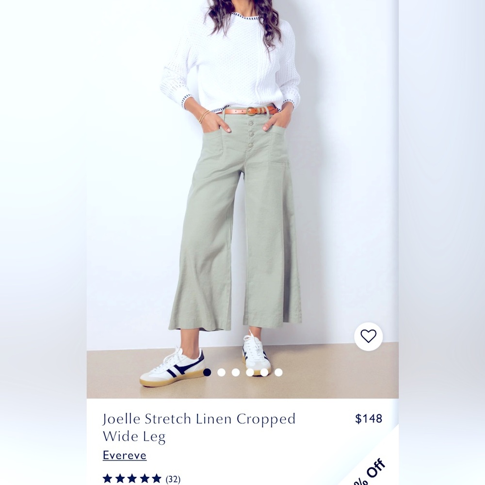 Wide Leg stretch linen cropped in light beige